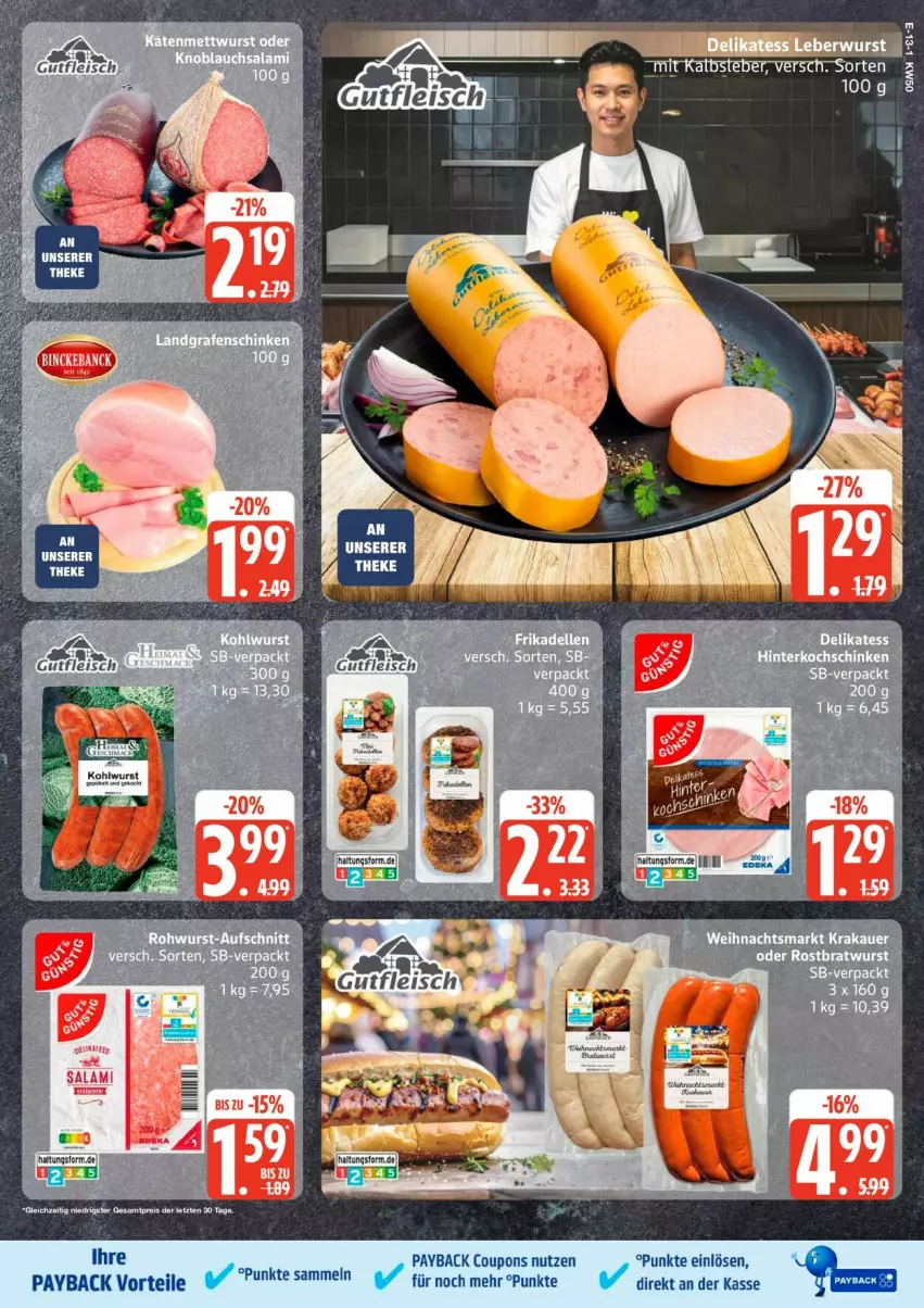 Aktueller Prospekt Edeka - Prospekte - von 08.12 bis 13.12.2025 - strona 15 - produkty: coupon, coupons, eis, payback, reis, salami, Ti, ZTE