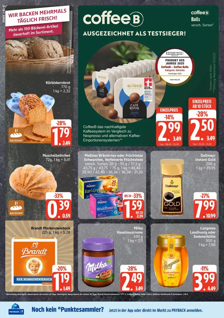 Aktueller Prospekt Edeka - Prospekte - von 08.12 bis 13.12.2025 - strona 21 - produkty: ball, brot, eis, espresso, getränk, getränke, kaffee, Kürbis, nespresso, reis, ritter, Ti