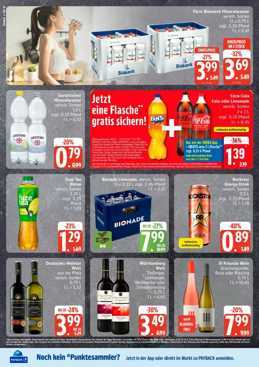 Aktueller Prospekt Edeka - Prospekte - von 08.12 bis 13.12.2025 - strona 24 - produkty: cola, eis, flasche, nuss, payback, rind, tesa, Ti