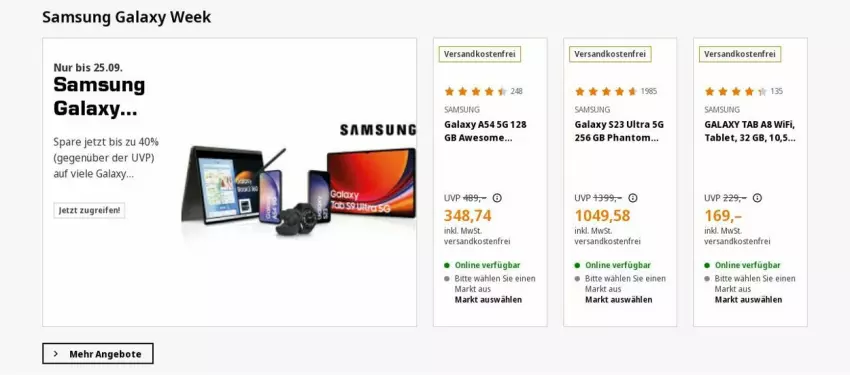 Aktueller Prospekt Saturn - Prospekte - von 18.09 bis 27.09.2023 - strona 4 - produkty: angebot, angebote, ndk, reifen, Samsung, samsung galaxy, Samsung Galaxy A, tablet, versandkostenfrei