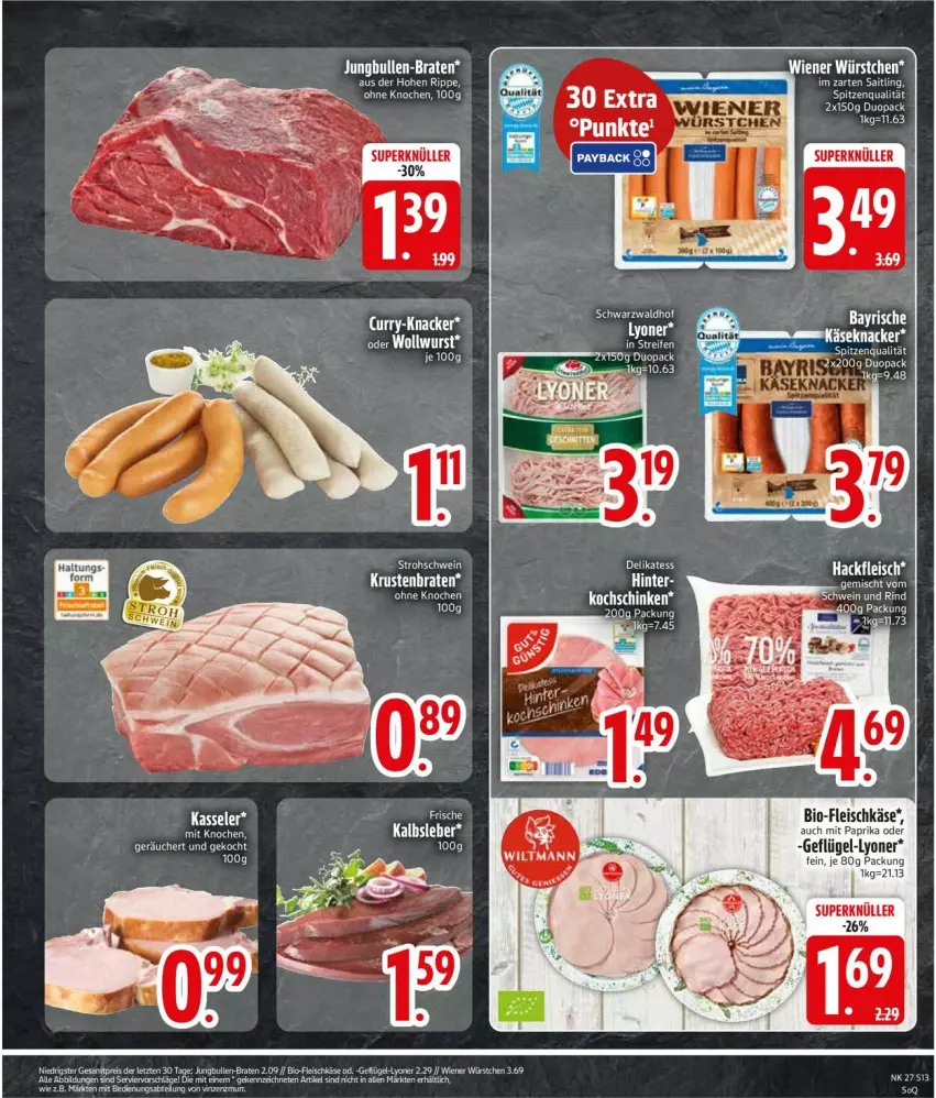 Aktueller Prospekt Edeka - Prospekte - von 29.06 bis 04.07.2026 - strona 15 - produkty: bio, braten, curry, eis, elle, fleisch, fleischkäse, Geflügel, im zarten saitling, K2, Käse, kasseler, knacker, lyoner, reifen, tee, wiener, wurst, Yo, ZTE