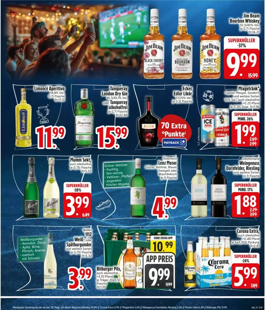 Aktueller Prospekt Edeka - Prospekte - von 29.06 bis 04.07.2026 - strona 21 - produkty: alkohol, bitburger, bitburger pils, burger, flasche, getränk, grüner veltliner, LG, Mixgetränk, mumm, nuss, obst, pils, riesling, sekt, wein, ZTE