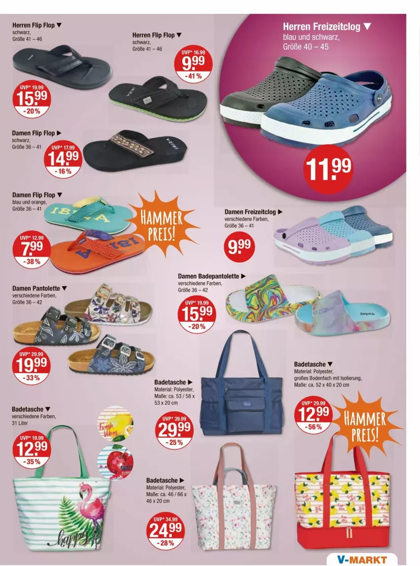 Aktueller Prospekt Vmarkt - Prospekte - von 20.06 bis 26.06.2024 - strona 17 - produkty: Bad, Brei, orange, pantolette, Ria, Tasche