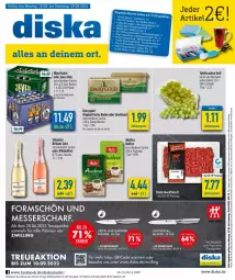 Gazetka promocyjna Diska - Prospekte - Gazetka - ważna od 20.08 do 20.08.2022 - strona 1 - produkty: aktionspreis, alkohol, angebot, angebote, Becher, bier, brillant sekt, butter, Dairygold, eis, flasche, fleisch, gin, hackfleisch, irische butter, jever, kaffee, melitta, messer, mönchshof, reis, rind, rinder, rinderhackfleisch, sekt, söhnlein, Streichzart, tafeltrauben, Ti, trauben, ZTE
