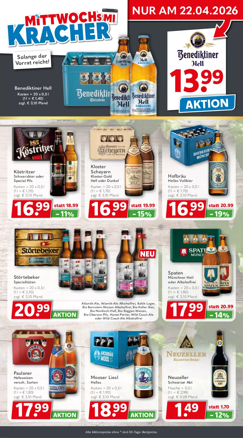 Aktueller Prospekt Getraenkeland - von 12.04 bis 24.04.2026 - strona 3 - produkty: aktionspreis, alkohol, Benediktiner, bestpreis, bestpreise, bier, bio, eis, elle, flasche, Hefe, hefeweizen, köstritzer, Paula, paulaner, pils, reis, Spaten, Spezi, störtebeker, Ti, Wild
