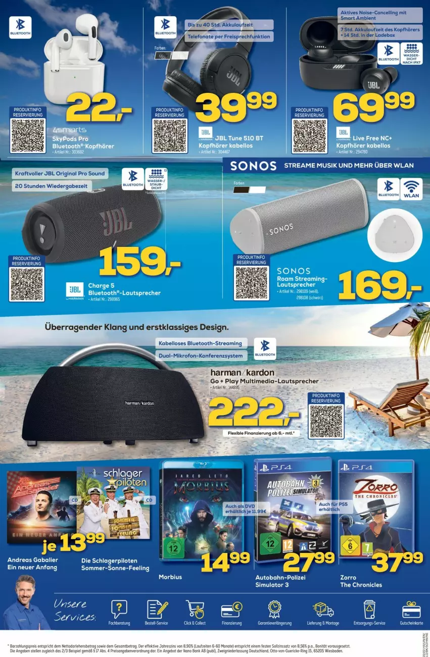 Aktueller Prospekt Euronics - Prospekte - von 29.06 bis 06.07.2022 - strona 4 - produkty: akku, dvd, gutschein, harman, jbl, kopfhörer, lautsprecher, Multimedia-Lautsprecher, ring, sim, Sonos, Ti