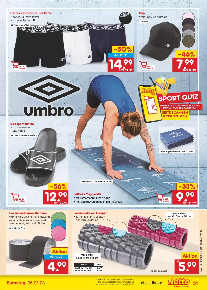 Aktueller Prospekt Netto Marken-Discount - Filial-Angebote - von 02.05 bis 06.05.2023 - strona 31 - produkty: angebot, asti, Bad, Bau, Cap, dell, eis, gutschein, gutscheine, LG, Mode, pantolette, pantoletten, reis, retroshorts, shorts, Sport, Ti, tisch, wasser, Yo, ZTE