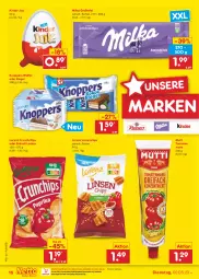 Gazetka promocyjna Netto Marken-Discount - Filial-Angebote - Gazetka - ważna od 06.05 do 06.05.2023 - strona 16 - produkty: bestpreis, chips, eis, Kinder, knoppers, linsen, lorenz, milka, Mutti, ndk, reis, riegel, Ti, tomate, tomaten, tomatenmark