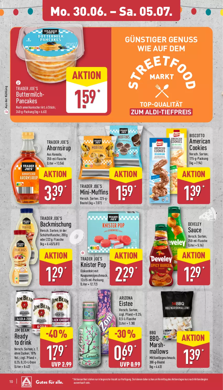 Aktueller Prospekt Aldi Nord - Von Montag - von 30.06 bis 05.07.2025 - strona 10 - produkty: aldi, backmischung, beutel, biscotto, butter, buttermilch, cookie, cookies, develey, drink, eis, eiskonfekt, eistee, flasche, gin, HP, jim beam, kaugummi, mac, mars, milch, Muffin, muffins, nuss, reis, sauce, sirup, tee, Ti, tiefpreis, vanille, ZTE, zucker