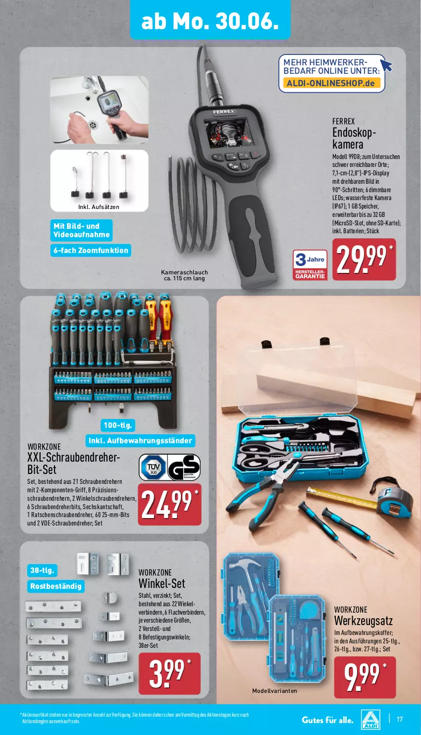 Aktueller Prospekt Aldi Nord - Von Montag - von 30.06 bis 05.07.2025 - strona 17 - produkty: aldi, aufbewahrungskoffer, batterie, batterien, dell, deo, ente, ferrex, gin, gsw, ips-display, kamera, Kameras, koffer, leds, LG, microsd, Mode, Ria, rwe, schlauch, schrauben, Schraubendreher, Ti, wasser, werkzeug, ZTE