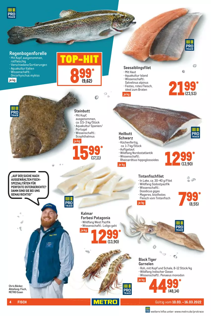 Aktueller Prospekt Metro - Food - von 10.03 bis 16.03.2022 - strona 4 - produkty: Abtei, aqua, braten, eis, elle, filet, fisch, Fischspezialitäten, fleisch, forelle, garnelen, hipp, ideal zum braten, küche, Küchen, lack, Metro, rel, Saibling, Schal, Schale, Seesaiblingsfilet, Spezi, Ti, top-hit, Wild