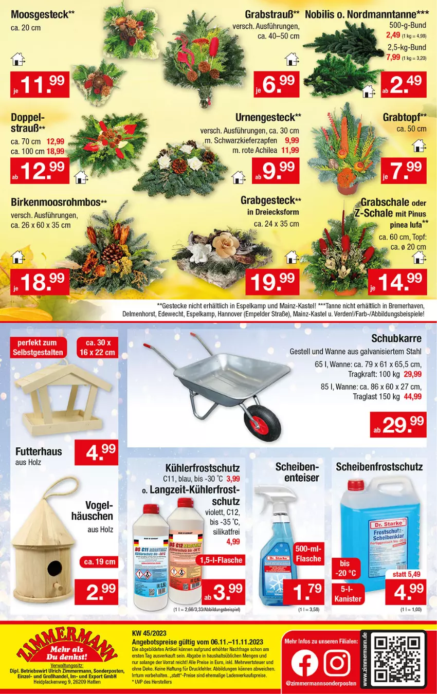 Aktueller Prospekt Zimmermann - Prospekte - von 06.11.2021 bis 11.11.2023 - strona 10 - produkty: angebot, angebotspreis, dip, eis, elle, ente, erde, flasche, Grabschale, Holz, kraft, lack, Lacke, reis, rwe, Schal, Schale, Scheibenfrostschutz, sonderposten, Spiele, teller, Ti, topf, Wanne