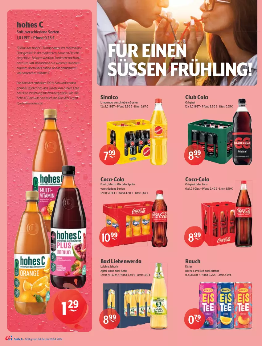 Aktueller Prospekt Getraenke Hoffmann - Prospekte - von 04.04 bis 09.04.2022 - strona 6 - produkty: alkohol, angebot, angebote, apfel, auer, Bad, Bad Liebenwerda, Berger, berliner, berliner kindl, bier, Bierzeltgarnitur, braun, coca-cola, cola, eimer, eis, eistee, elle, erde, fanta, flasche, früchte, früchten, garnitur, getränk, getränke, gewinnspiel, gin, hasseröder, Hefe, Hohes C, Jubiläums, LG, limo, limonade, Mezzo Mix, natur, natur radler, oder sprite, orange, orangen, orangensaft, pfirsich, pils, pilsener, premium pils, radeberger, radler, Rauch, Ria, rosen, saft, schorle, sinalco, Spiele, sprite, tee, Ti, vita, Vitamin C, weck, weihenstephan, Zelt, zitrone, zucker