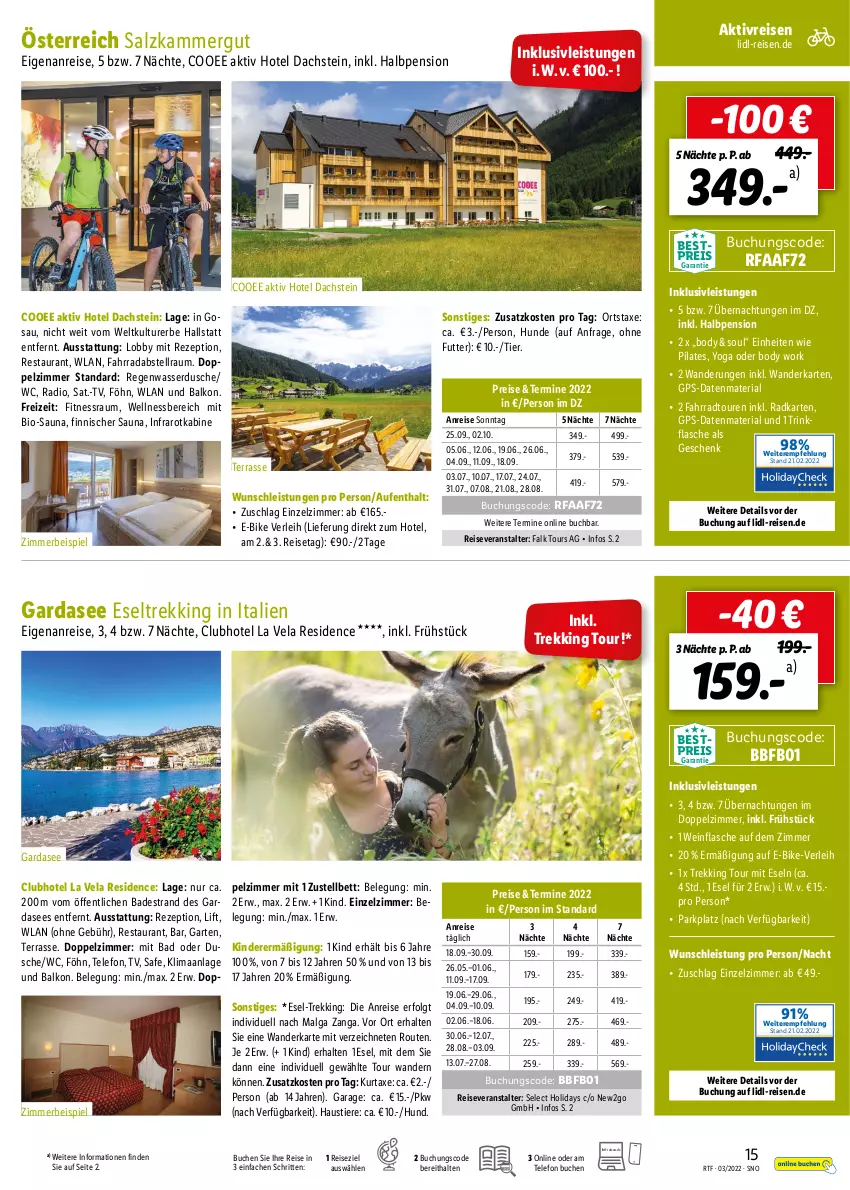 Aktueller Prospekt Lidl - Themenflyer März 2022 - von 12.03 bis 14.05.2022 - strona 15 - produkty: aust, axe, Bad, bestpreis, bett, bio, body, buch, dusche, E-Bike, eis, Fahrrad, flasche, Garten, GPS, inklusivleistungen, Kinder, kurtaxe, LG, Radio, reis, reiseveranstalter, rezept, Ria, salz, Stier, telefon, Ti, Tiere, trinkflasche, wasser, wein, wellnessbereich, Yo, zimmerbeispiel