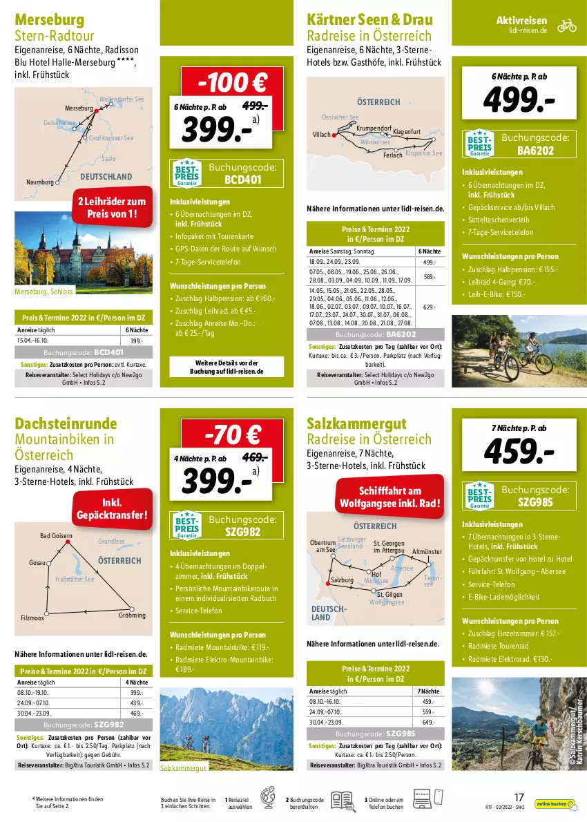 Aktueller Prospekt Lidl - Themenflyer März 2022 - von 12.03 bis 14.05.2022 - strona 17 - produkty: axe, Bad, Bau, bestpreis, buch, burger, E-Bike, eis, Elektro, GPS, inklusivleistungen, kurtaxe, LG, Mountainbike, reis, reiseveranstalter, rum, salz, sattel, Tasche, taschen, telefon, Ti