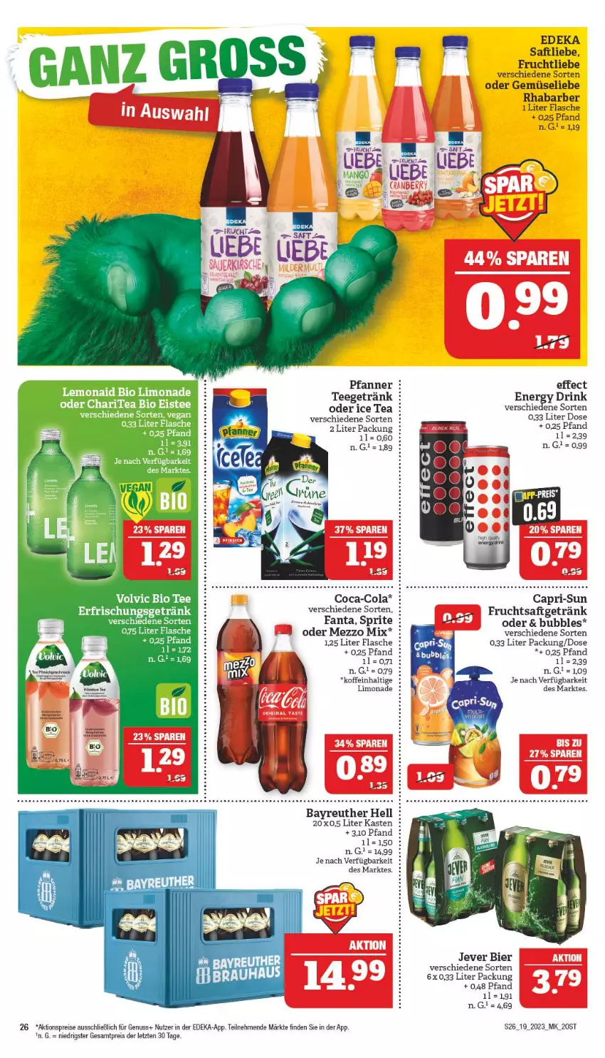 Aktueller Prospekt Marktkauf - Prospekt - von 07.05 bis 13.05.2023 - strona 26 - produkty: aktionspreis, bier, bio, Cap, capri-sun, coca-cola, cola, deka, drink, Effect, eis, eistee, fanta, flasche, frucht, fruchtsaft, fruchtsaftgetränk, getränk, ice tea, jever, limo, limonade, Mezzo Mix, nuss, pfanne, Pfanner, reis, rhabarber, saft, sprite, tee, Ti, volvic, ZTE