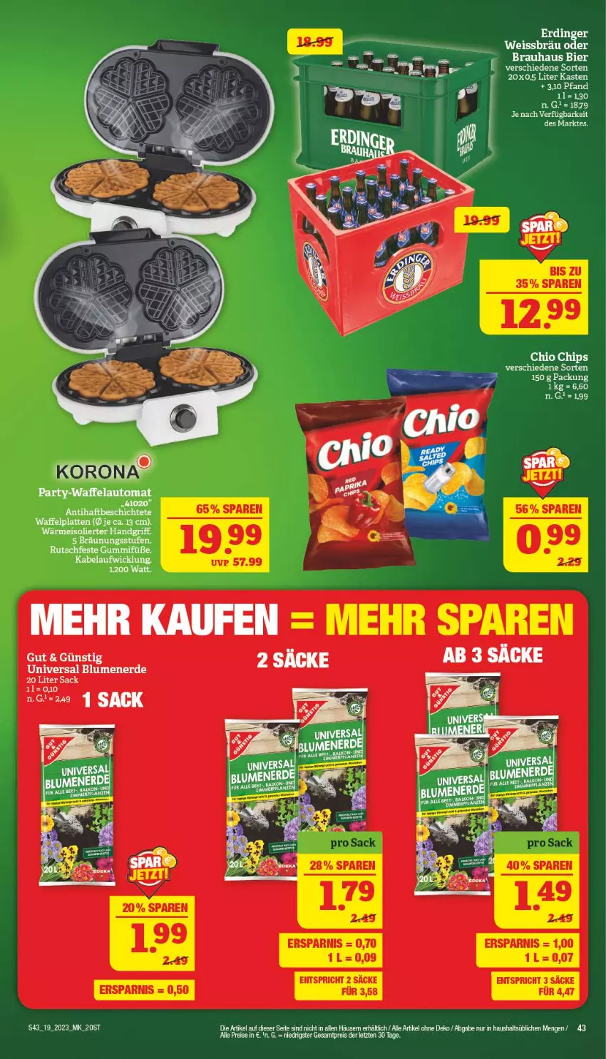 Aktueller Prospekt Marktkauf - Prospekt - von 07.05 bis 13.05.2023 - strona 43 - produkty: auto, bier, chio chips, chips, eis, erdinger, latte, sac, Ti, WICK