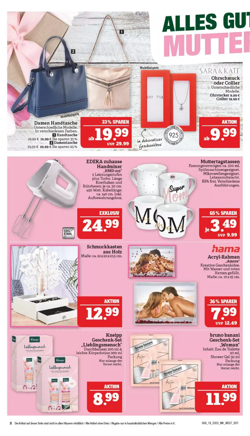 Aktueller Prospekt Marktkauf - Prospekt - von 07.05 bis 13.05.2023 - strona 8 - produkty: aufbewahrungsbox, balsam, bruno banani, dell, eau de toilette, eau de toilette 30 ml, eis, elle, Geschenkbox, Handtasche, Holz, kneipp, Körperlotion, lebensmittel, Lotion, mikrowelle, Mode, ohrstecker, reis, Schmuck, Schmuckkasten, Seife, spülmaschinen, Tasche, tasse, Ti, wasser