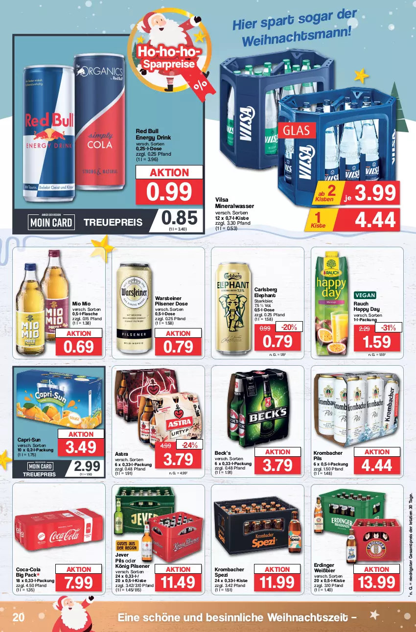 Aktueller Prospekt Famila - Prospekte - von 18.12 bis 23.12.2023 - strona 20 - produkty: Alwa, Astra, bier, Cap, capri-sun, carlsberg, coca-cola, cola, drink, eis, energy drink, erdinger, flasche, Happy Day, jever, könig pilsener, krombache, krombacher, krombacher pils, mineralwasser, Mio Mio, pils, pilsener, Rauch, red bull, reis, Spezi, steiner, Ti, vilsa, warsteiner, wasser, ZTE