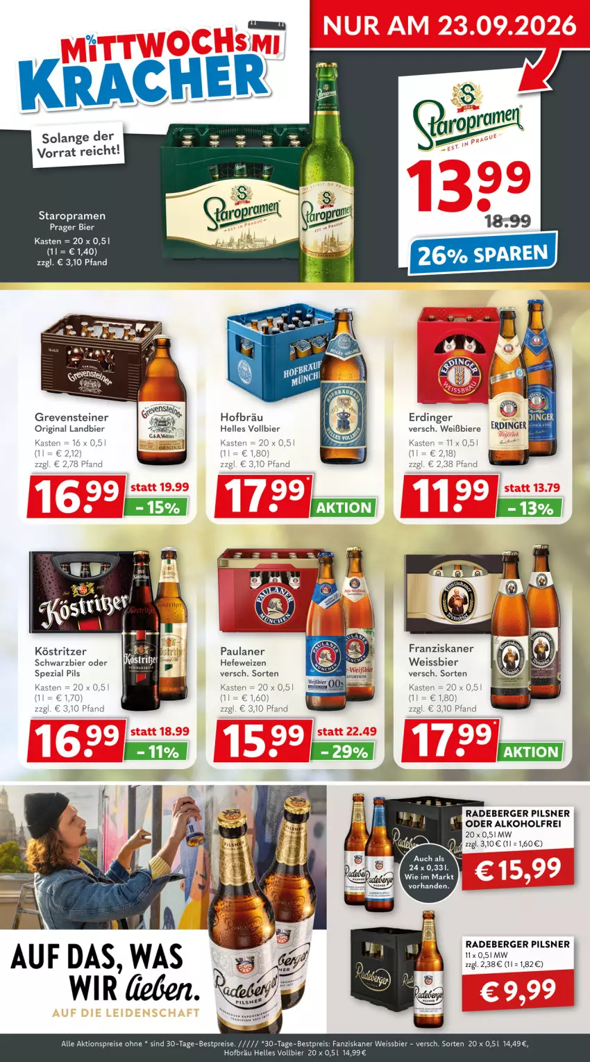 Aktueller Prospekt Getraenkeland - von 14.09 bis 26.09.2026 - strona 3 - produkty: aktionspreis, alkohol, Berger, bestpreis, bestpreise, bier, Biere, eis, elle, erdinger, franziskaner, gin, grevensteiner, Hefe, hefeweizen, köstritzer, LG, Paula, paulaner, pils, pilsner, radeberger, radeberger pilsner, reis, Spezi, Staropramen, steiner, Ti, weissbier