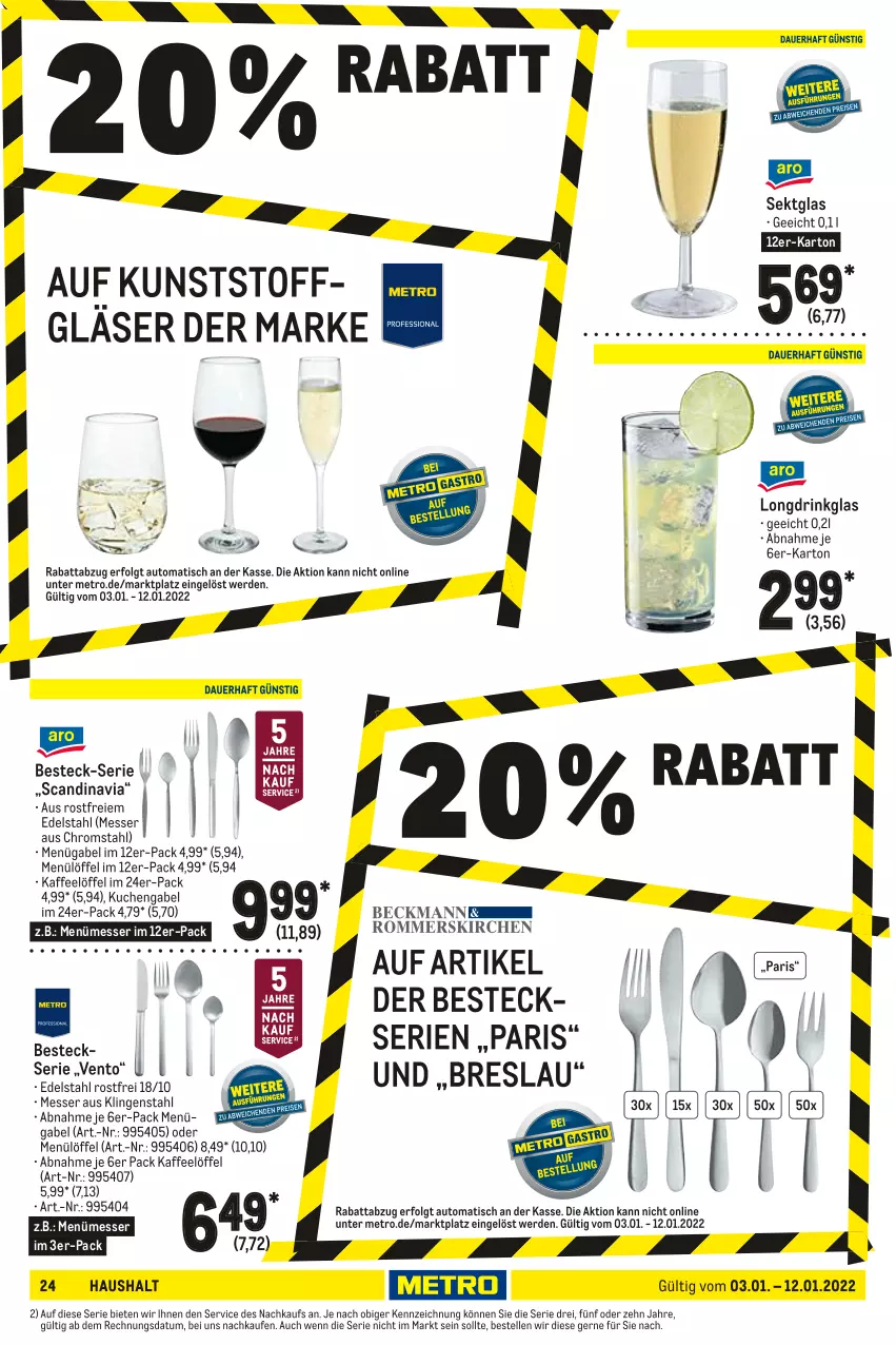 Aktueller Prospekt Metro - GastroJournal - von 03.01 bis 12.01.2022 - strona 24 - produkty: auto, besteck, drink, edelstahl, elle, erde, gabel, Gläser, kaffee, kuchen, LG, Löffel, messer, Metro, sekt, Ti, tisch