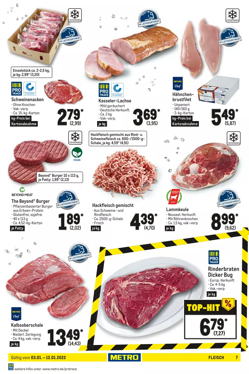 Aktueller Prospekt Metro - GastroJournal - von 03.01 bis 12.01.2022 - strona 7 - produkty: braten, brustfilet, burger, decke, Deckel, eis, erbsen, filet, fleisch, hackfleisch, hackfleisch gemischt, hähnchenbrust, hähnchenbrustfilet, kasseler, lachs, lamm, lammkeule, Metro, pflanze, pflanzen, reis, rind, rinder, rinderbraten, rindfleisch, Schal, Schale, schwein, schweine, schweinefleisch, schweinenacken, soja, Ti, wein, weine, Yo