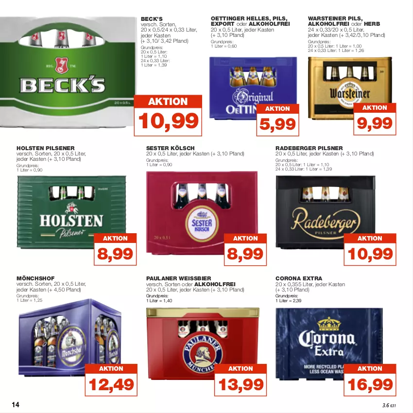 Aktueller Prospekt Real - von 21.11 bis 26.11.2022 - strona 14 - produkty: alkohol, Berger, bier, corona, corona extra, eis, elle, holsten, holsten pilsener, mönchshof, oettinger, Paula, paulaner, pils, pilsener, pilsner, radeberger, radeberger pilsner, reis, steiner, Ti, warsteiner, weissbier