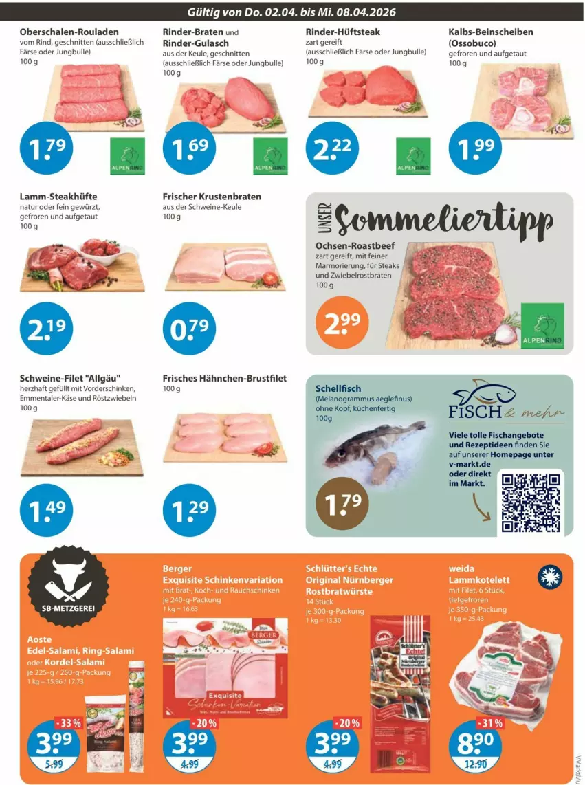 Aktueller Prospekt Vmarkt - Prospekte - von 02.04 bis 08.04.2026 - strona 3 - produkty: aeg, angebot, angebote, beef, braten, brustfilet, Elan, emmentaler, filet, fisch, gewürz, gulasch, hähnchen-brustfilet, hüftsteak, Käse, krustenbraten, küche, Küchen, lamm, LG, natur, Omep, rezept, rind, rinder, roastbeef, röstzwiebeln, rouladen, Schal, Schale, schinken, schnitten, schwein, schweine, schweine-filet, steak, steakhüfte, steaks, Ti, wein, weine, zwiebel, zwiebeln