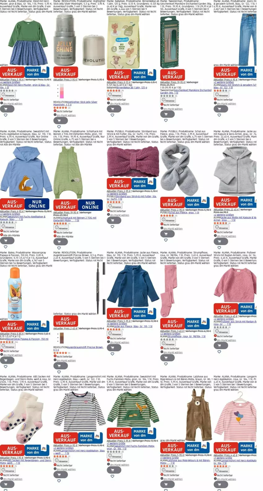 Aktueller Prospekt Dm Drogerie - Prospekte - von 23.03 bis 01.04.2026 - strona 14 - produkty: Babylove, Birnen, braun, eis, Elefant, elle, geschenkset, hose, Jacke, jeans, keks, kekse, kleid, lack, Lacke, Langarmshirt, Latzhose, LG, Lusti, Papaya, Pullover, reis, rel, rum, sac, Schal, schlafsack, shirt, sim, socken, Strumpfhose, Sweatshirt, Ti, usb, wasser