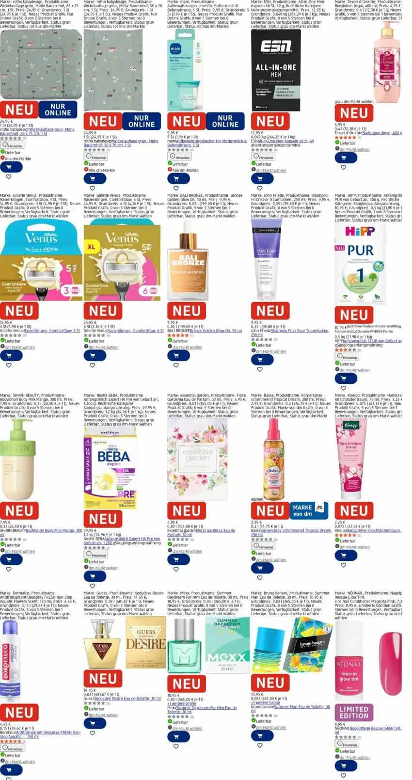 Aktueller Prospekt Dm Drogerie - Prospekte - von 23.03 bis 01.04.2026 - strona 17 - produkty: Antitranspirant, aqua, auer, Babynahrung, Bau, Bauer, Beba, Becher, Blüte, body, body milk, bodylotion, Borotalco, bruno banani, creme, deo, deospray, Eau de parfum, eau de toilette, eis, ente, Flowers, gillette, gillette venus, handcreme, hipp, kirsch, kneipp, Körperspray, Lotion, mac, mam, mango, Mexx, milch, parfum, payback, Rasierklinge, rasierklingen, reis, shampoo, ssd, Ti, venus, WICK