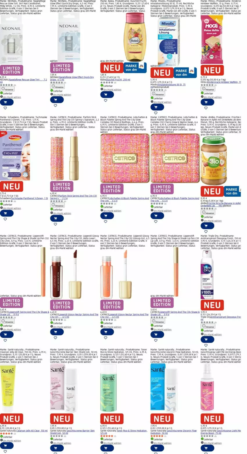 Aktueller Prospekt Dm Drogerie - Prospekte - von 23.03 bis 01.04.2026 - strona 18 - produkty: Antitranspirant, apfel, banane, bio, creme, deo, deospray, Effect, eier, eis, frucht, früchte, Gesichtscreme, himbeer, keks, Kinder, Lippenstift, Maske, medizinprodukt, natur, natura, Palette, Panthenol, reis, ring, SANTE, Schaebens, snack, tee, Ti, Toner, tuc, tuchmaske, waffeln