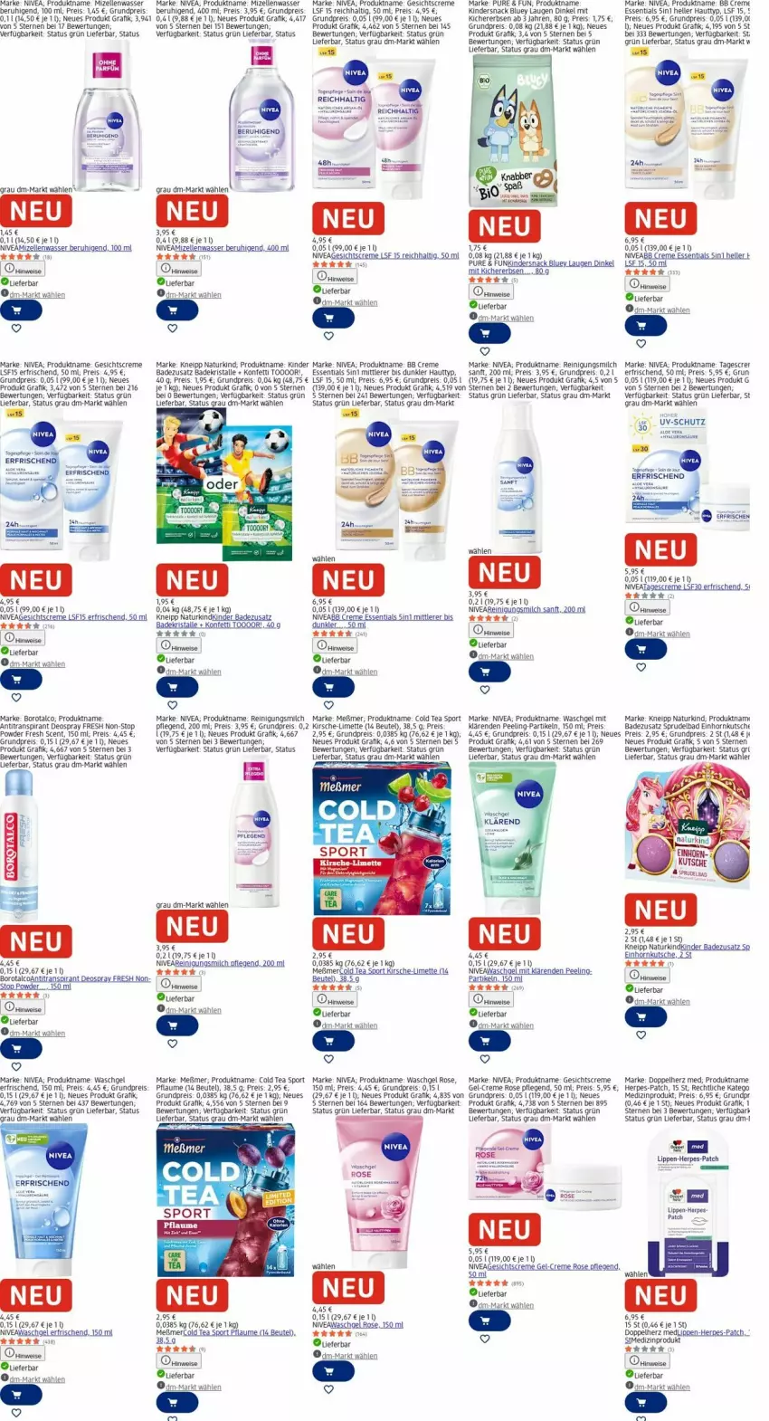 Aktueller Prospekt Dm Drogerie - Prospekte - von 23.03 bis 01.04.2026 - strona 25 - produkty: Antitranspirant, Bad, Badekristalle, BB Creme, beutel, Borotalco, creme, Creme gel, deo, deospray, doppelherz, eis, elle, erbsen, Gesichtscreme, gin, kichererbsen, Kinder, kirsch, kirsche, kneipp, limette, medizinprodukt, Meßmer, Mett, milch, mivea, mizellen, natur, ndk, nivea, Peeling, pflaume, Reinigung, Reinigungsmilch, reis, rwe, siemens, snack, Sport, Sprudel, Sprudelbad, tagescreme, Ti, uhr, uv-schutz, waschgel, wasser, Yo