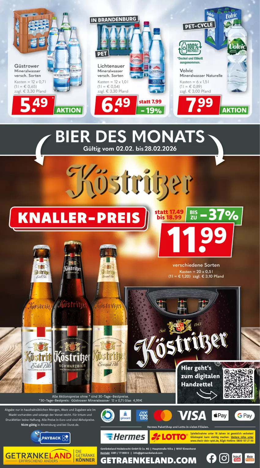 Aktueller Prospekt Getraenkeland - von 01.02 bis 13.02.2026 - strona 6 - produkty: abholpreise, aktionspreis, Alwa, auer, ball, bestpreis, bestpreise, bier, decke, Deckel, eis, Elan, elle, getränk, getränke, LG, lichtenauer, mineralwasser, natur, reis, rel, Ti, volvic, wasser