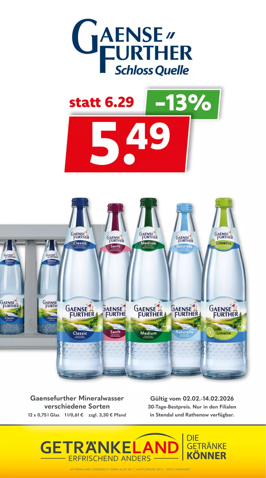 Aktueller Prospekt Getraenkeland - von 01.02 bis 13.02.2026 - strona 8 - produkty: Alwa, bestpreis, eis, elle, mineralwasser, reis, Ti, wasser