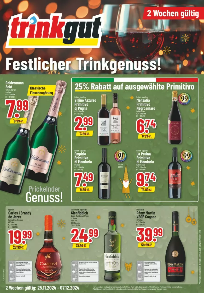 Aktueller Prospekt Trinkgut - Prospekte - von 01.12 bis 07.12.2024 - strona 11 - produkty: arlo, Cognac, flasche, Remy Martin, schott, Ti