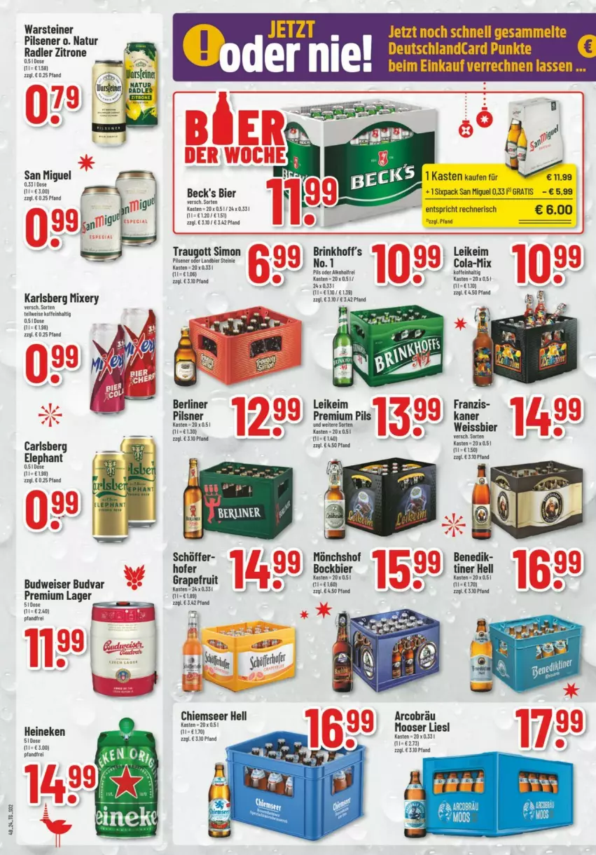 Aktueller Prospekt Trinkgut - Prospekte - von 01.12 bis 07.12.2024 - strona 3 - produkty: bier, budweiser, carlsberg, deutschlandcard, eis, grapefruit, heineken, karlsberg, karlsberg mixery, Mixer, mixery, mönchshof, natur, natur radler, pils, pilsener, pilsner, premium pils, radler, sim, steiner, Ti, warsteiner, weissbier, Yo, zitrone