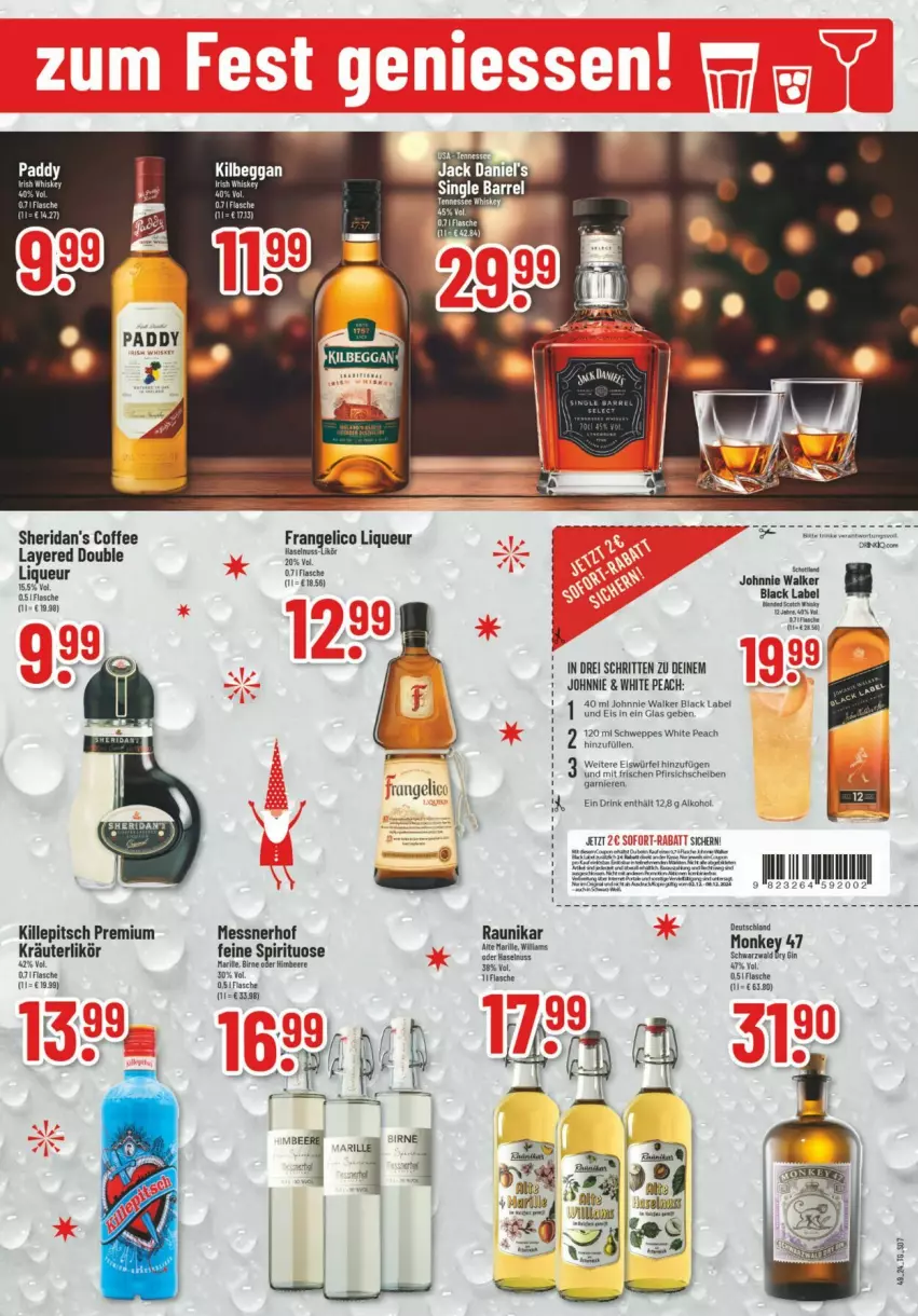 Aktueller Prospekt Trinkgut - Prospekte - von 01.12 bis 07.12.2024 - strona 8 - produkty: alkohol, beere, black label, drink, eier, eis, eiswürfel, flasche, frangelico, himbeer, himbeere, kräuter, kräuterlikör, lack, likör, liqueur, schweppes, Ti, würfel