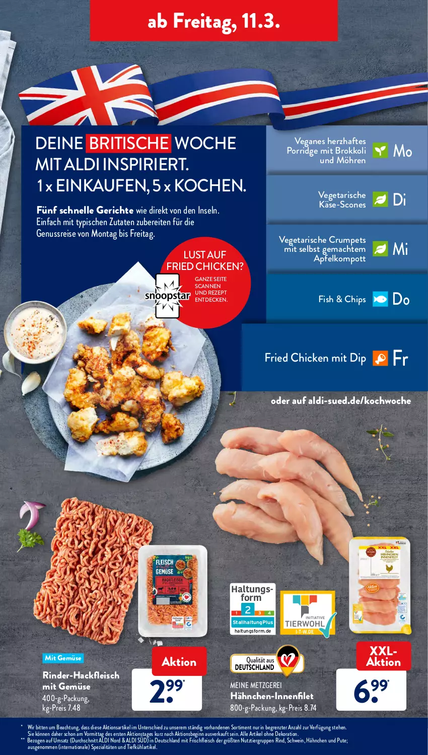 Aktueller Prospekt AldiSud - ALDI Aktuell - von 07.03 bis 12.03.2022 - strona 39 - produkty: aldi, alle artikel ohne dekoration, apfel, brokkoli, chips, decke, dekoration, dip, eis, elle, filet, fleisch, gin, hackfleisch, Käse, mac, mit gemüse, möhren, nuss, porridge, pute, reis, rezept, rind, rinder, rinder-hackfleisch, rum, schwein, Spezi, Ti, tisch, Vegeta, wein, ZTE