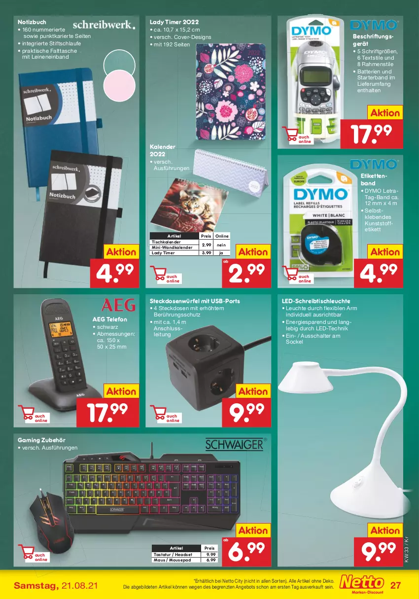 Aktueller Prospekt Netto Marken-Discount - Filial Angebote - von 16.08 bis 21.08.2021 - strona 27