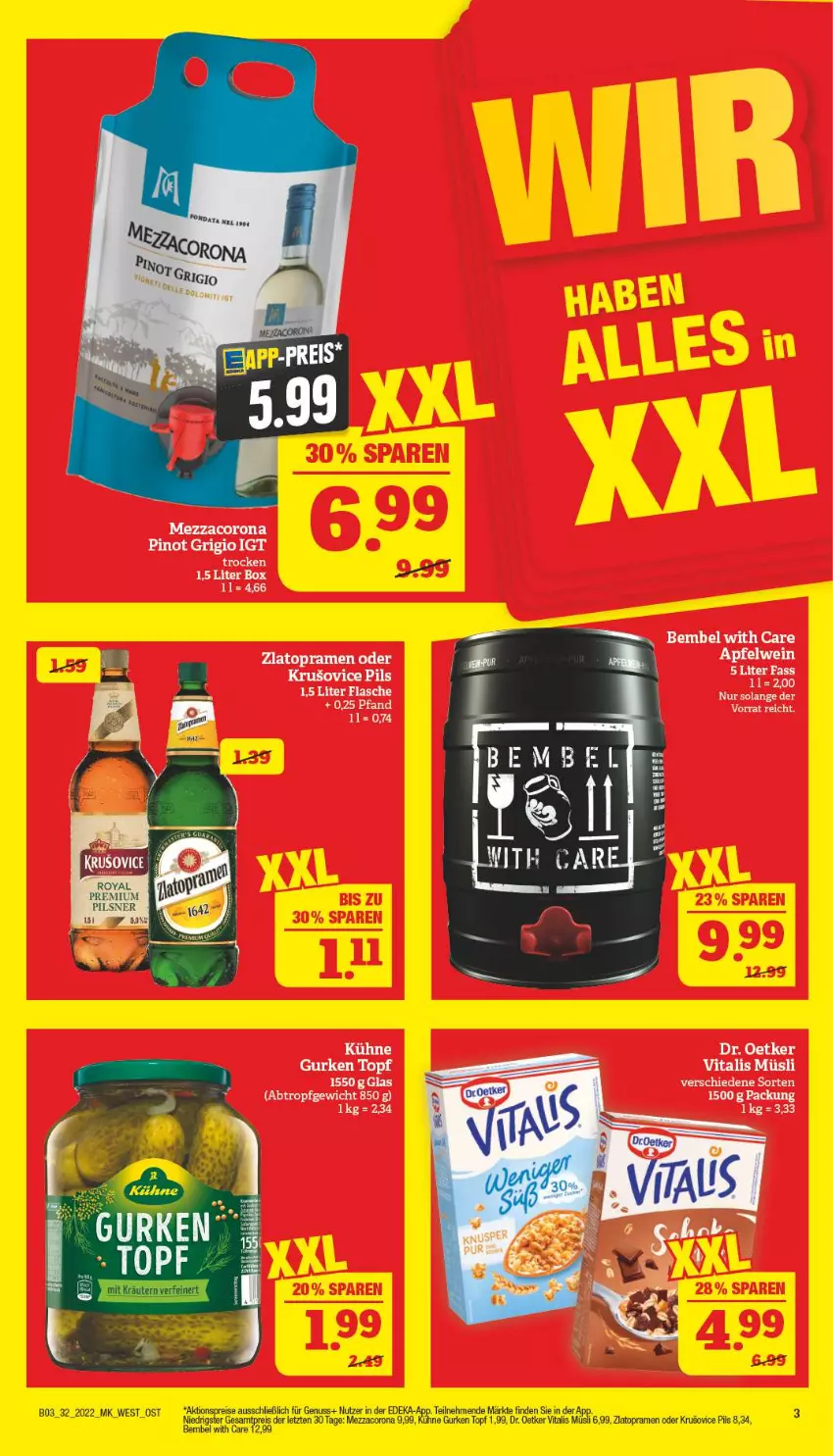 Aktueller Prospekt Marktkauf - Prospekt - von 07.08 bis 13.08.2022 - strona 43 - produkty: corona, deka, Dr. Oetker, eis, flasche, gurke, gurken, mezzacorona, müsli, nuss, pils, Pinot, pinot grigio, reis, tee, Ti, topf, vita, vitalis, vitalis müsli, ZTE