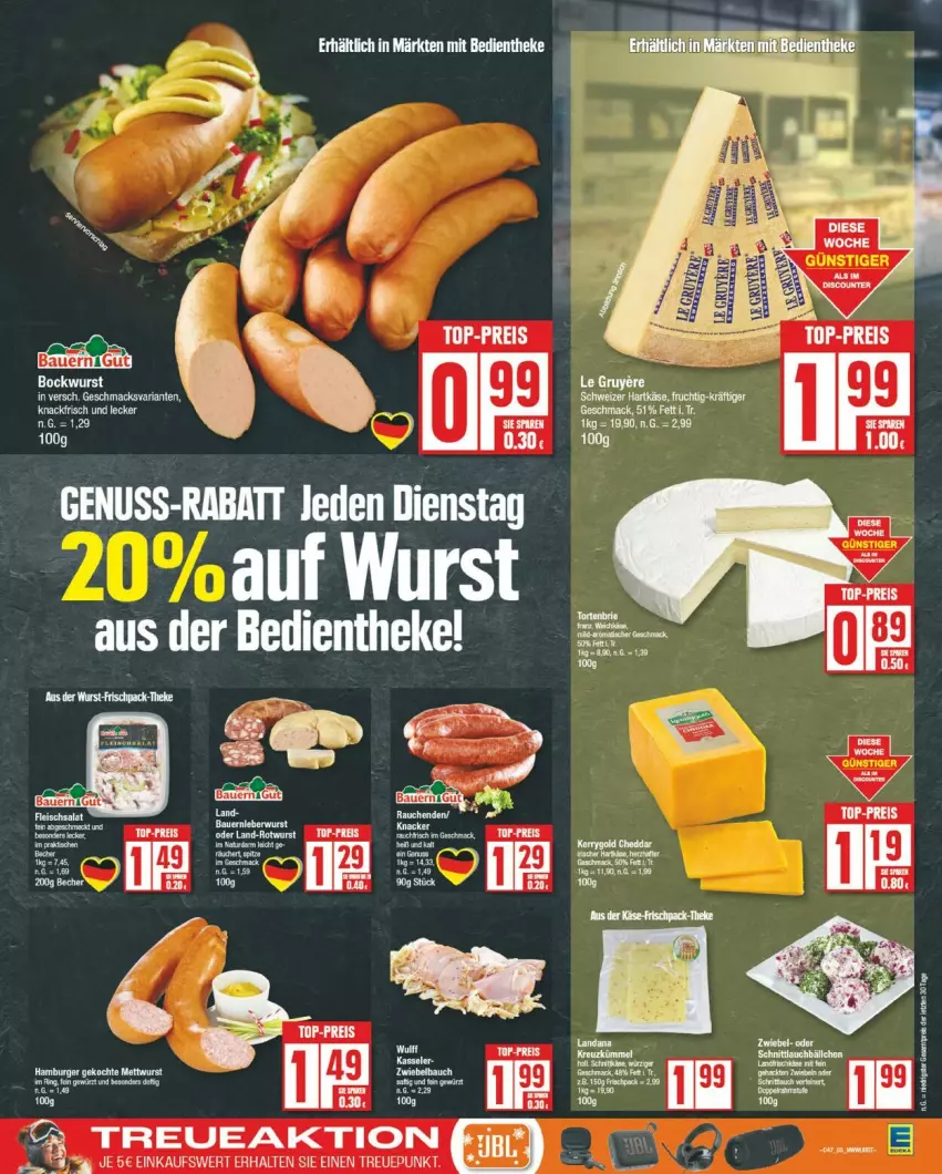 Aktueller Prospekt Edeka - Prospekte - von 18.11 bis 23.11.2024 - strona 5 - produkty: auer, Bau, Bauer, bockwurst, discount, eis, HP, kasseler, mac, nuss, reis, Rotwurst, tee, Ti, top-preis, wurst