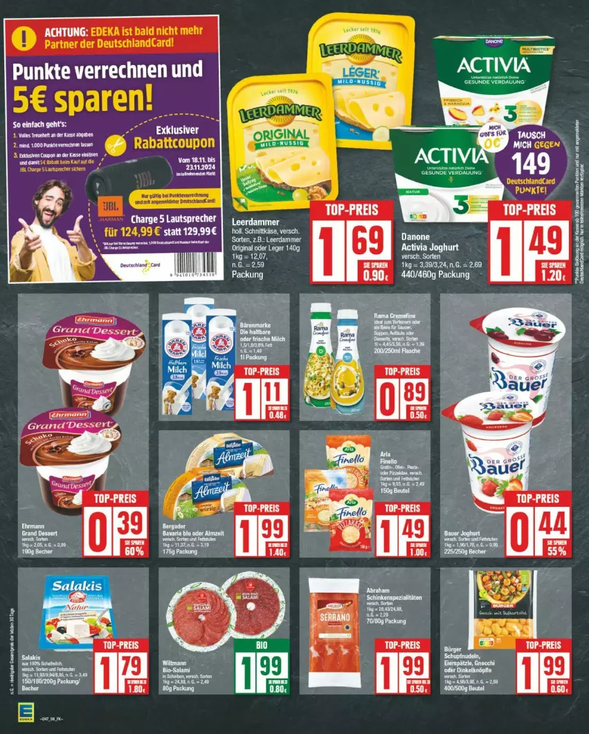 Aktueller Prospekt Edeka - Prospekte - von 18.11 bis 23.11.2024 - strona 8 - produkty: activia, activia joghurt, danone, eier, eierspätzle, eis, gnocchi, joghur, joghurt, lautsprecher, natur, reis, tee, Ti, top-preis