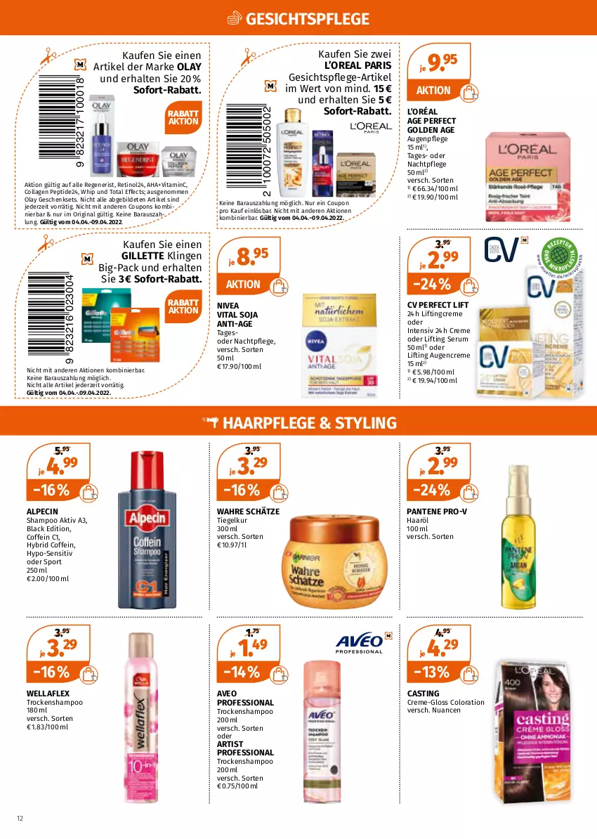 Aktueller Prospekt Mueller - Müller Prospekt - von 04.04 bis 09.04.2022 - strona 12 - produkty: alpecin, asti, Augenpflege, aveo, cin, coffein, Collagen, coupon, coupons, creme, Effect, geschenkset, gesichtspflege, gillette, gin, haarpflege, lack, nachtpflege, nivea, Nuance, pantene, pantene pro-v, pro-v, rum, Serum, shampoo, sofort-rabatt, soja, Sport, Ti, Trockenshampoo, vita, Wahre Schätze, Wella, wellaflex