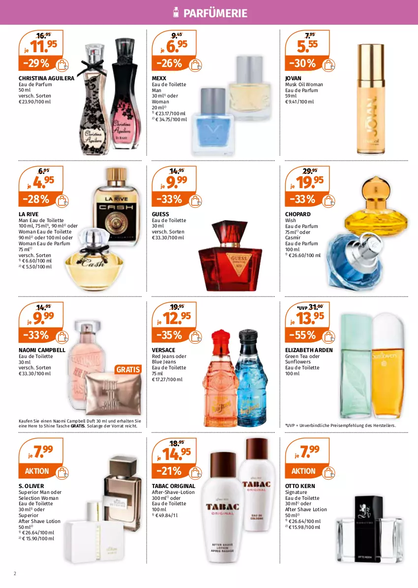 Aktueller Prospekt Mueller - Müller Prospekt - von 04.04 bis 09.04.2022 - strona 2 - produkty: after shave, chopard, Eau de parfum, eau de parfum 50 ml, eau de toilette, eau de toilette 100 ml, eau de toilette 30 ml, eis, Elizabeth Arden, elle, Flowers, gin, green tea, jeans, La Rive, Lotion, Mexx, Naomi Campbell, natur, olive, Otto kern, parfum, reis, S. Oliver, sac, Tasche, teller, Ti, Versace