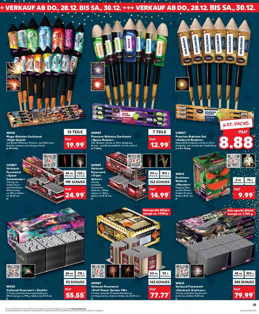 Aktueller Prospekt Kaufland - Prospekt - von 21.12 bis 23.12.2023 - strona 25 - produkty: angebot, angebote, auer, batterie, batterien, eis, Jugendfeuerwerk, monster, Popp, Raketen, Rockets, rwe, spee, Ti