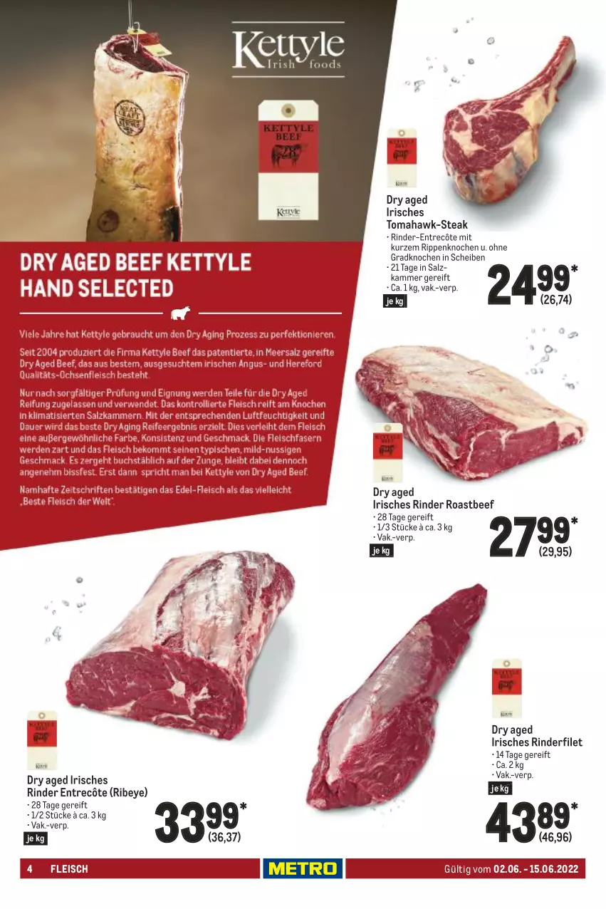 Aktueller Prospekt Metro - GastroJournal - von 02.06 bis 15.06.2022 - strona 4 - produkty: beef, eis, entrecôte, filet, fleisch, rind, rinder, rinderfilet, Rippen, roastbeef, salz, steak, Ti