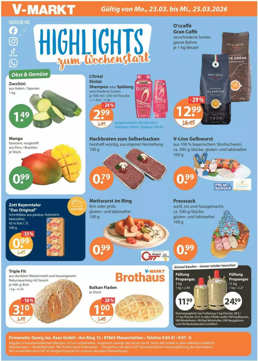 Aktueller Prospekt Vmarkt - Prospekte - von 19.03 bis 25.03.2026 - strona 24 - produkty: alle artikel ohne dekoration, angebot, angebote, auer, beutel, bohne, braten, brot, caffe, dekoration, dell, eis, elle, elvital, flasche, je 500-g-brot, kaes, Käse, l'oreal, mac, mango, mehl, Mett, mettwurst, milch, Mode, natur, ndk, presssack, reis, ring, rwe, sac, schwein, sesam, shampoo, shampoo oder spülung, spülung, tee, telefon, teller, Ti, vita, wein, weizenmehl, wurst, zott, zucchini
