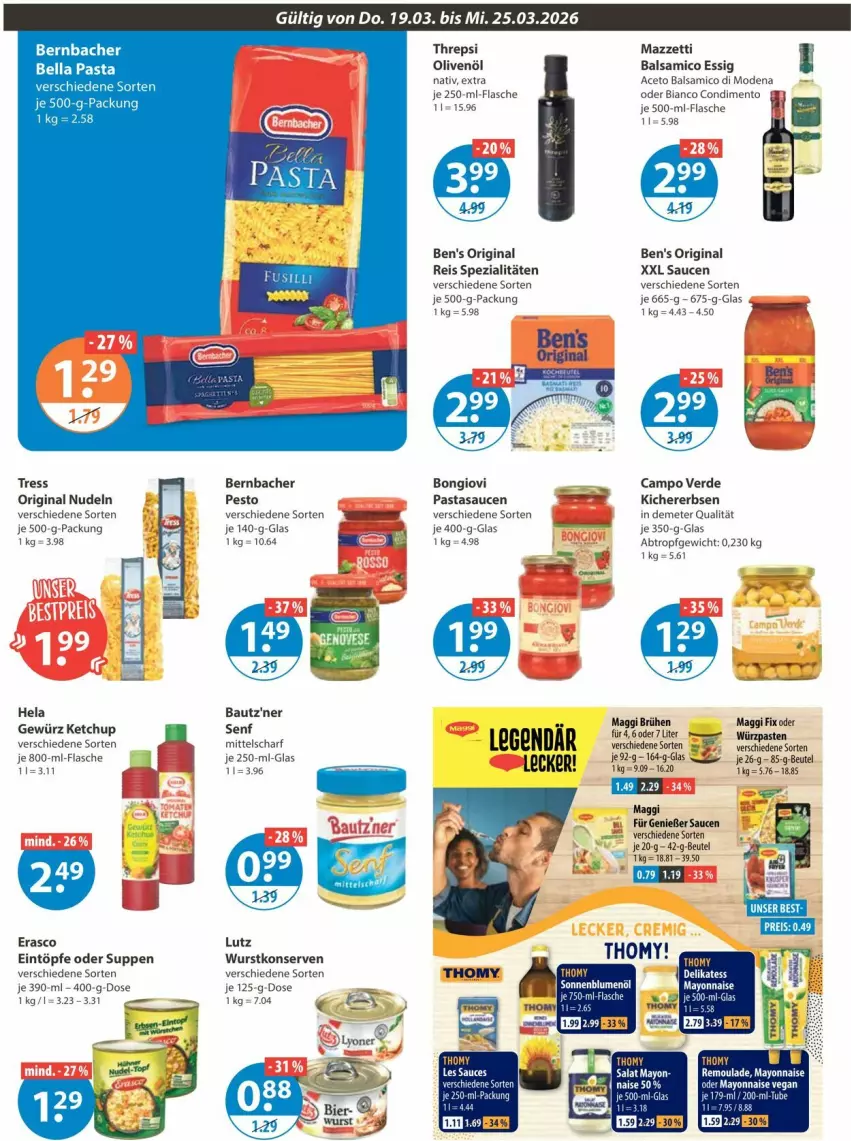 Aktueller Prospekt Vmarkt - Prospekte - von 19.03 bis 25.03.2026 - strona 8 - produkty: aceto, aceto balsamico, balsam, balsamico, Balsamico Essig, Bau, bautz'ner, bernbacher, beutel, Brühe, Campo Verde, condimento, eintöpfe, eis, erasco, erbsen, erde, essig, flasche, gewürz, gin, Hela, je 500-ml-flasche, ketchup, kichererbsen, Konserven, maggi, mayonnaise, Mode, nudel, nudeln, olive, oliven, olivenöl, pasta, pesto, reis, remoulade, sauce, saucen, senf, Spezi, suppe, suppen, thomy, Ti, wurst, wurstkonserven, Yo