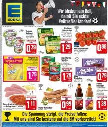 Gazetka promocyjna Edeka - Prospekte - Gazetka - ważna od 22.06 do 22.06.2024 - strona 1 - produkty: almighur, almighurt, ball, Becher, beutel, bio, Cap, dip, ehrmann, eis, flasche, frucht, fruchtsaft, grünländer, Hohes C, Käse, käsescheiben, langnese, langnese eis, mini-rispentomaten, nogger, orange, orangen, orangensaft, pute, reis, rispentomaten, saft, schnitzel, schoko, schokolade, steak, steaks, tomate, tomaten, wiener, wiener würstchen, würstchen