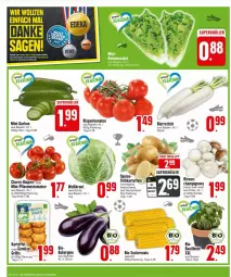 Gazetka promocyjna Edeka - Prospekte - Gazetka - ważna od 22.06 do 22.06.2024 - strona 2 - produkty: aubergine, basilikum, bier, bio, braun, champignon, champignons, deka, eis, gin, gurke, gurken, Kraut, mais, mini-gurken, pflaume, pflaumen, Rettich, rispentomaten, Schal, Schale, Ti, tomate, tomaten, topf